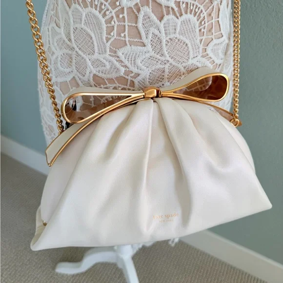 NWT Kate Spade Ivory Cream Bow Frame Clutch - Picture 7 of 9